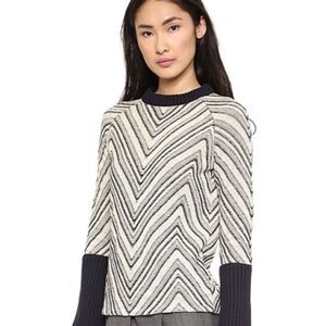 Tory Burch “Vivienne” Chevron Wool Blend Sweater